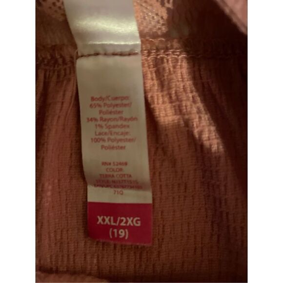 No Boundaries Women's Lace Top Short Sleeve Blouse Casual Shirt Rose Pink Size X - Picture 13 of 13